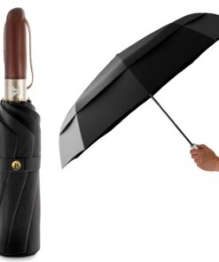 LOGAN & BARNES stürmisch widerstandsfähiger Taschenschirm Ø103cm - Regenschirm für Erwachsene mit Echtholzgriff und Auto