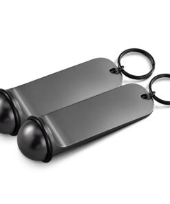 Kerafactum Schlüsselanhänger 2 Schlüssel für Hotelschlüssel - individuelle Gravur in edler Schwarz Optik mit Gummiring