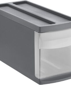 Rotho Systemix BPA-freie Schubladenboxedmittelgroß anthrazit/transparent