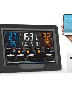 jely WLAN Wetterstation mit Außensensor & App – 5-Tage Wettervorhersage, Farbdisplay, UV-Index für Innen/Außen