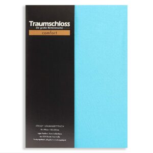 Traumschloss Comfort Bügelfreies Spannbett 100% Baumwolle Türkis 90-100x200cm OEKO-TEX Made in Green