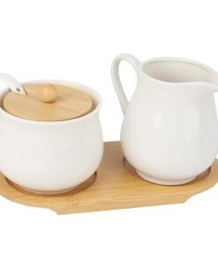 Weiss Milch und Zucker Set - Keramik Milchkannen und Zuckerpfleger mit Deckel und Löffel, ideal für Hausfrauen in der K
