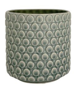 Retro Nordring Übertopf für Zimmerpflanzen, Keramik, grün (Dotty M, 12,5 cm ø) Vintage Nordring Blumentopf zur Zimmer-