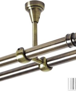 Rollmayer Gardinenstange Ø 19 mm – Metall Antik‑Gold, 2‑läufig, Deckenbefestigung, 200 cm (Prince)