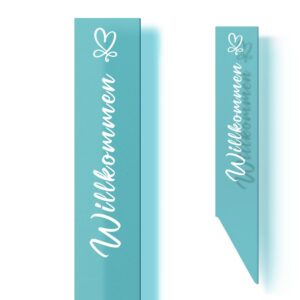 Younikat Willkommen Gartenstecker - Stele 57 cm - Hochwertige Acryldesign Gartendeko für Einladendes Zuschauererlebnis I