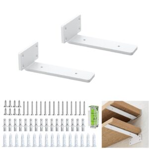 Rustikale Industrie Regalhalterungen Weiß - Schwebend, Versteckt, 15 cm (0,5 cm) Dicke, 2 Pack, Moderner Eisen Finish