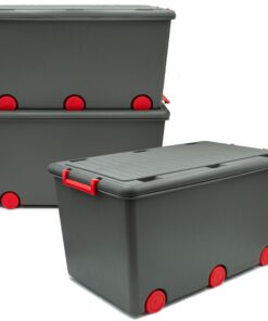 Babykajo 3 Aufbewahrungsboxen mit Deckel und Rollen - ideal für Kinderzimmer - für ordentliches Lager und Sortieren- Pla