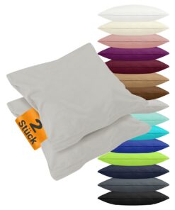 Nplus Eins 2--Pack Kissenbezüge Jersey-Baumwolle Unifarbe Silber 40x60 cm Oeko-Tex Standard 100