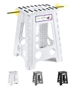 HOUSE DAY 43cm Klappbarer Tritthocker Weiß - Faltbar bis 136kg Global Recycled Standard Badhocker