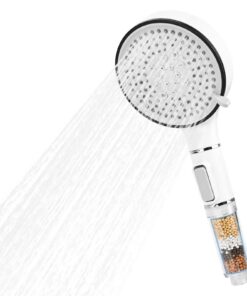 RUCUDIM Wasserhaltender Duschkopf mit Filter und Hochdruckstrahl für Hard Waterspezialisten