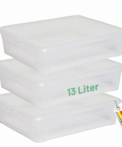 Novaliv 3x Aufbewahrungsboxen für Speisekorb-Use mit transparenten, stapelbaren BPA-freien Boxen 41x34x10 cm