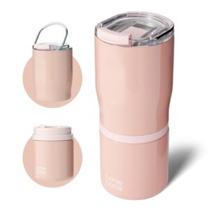 Bottlebottle Edelstahlbecher 625 ml für Zuhause und Büro - BPA Frei Trinkflasche mit Griff und 2 Deckeln (Rosa)