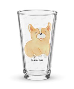 Mr. & Mrs. Panda Premium Trinkglas Corgie - Geschenkidee für Hundeliebe, Luxus Trinkglas mit Henkel, Premium Tumbler für