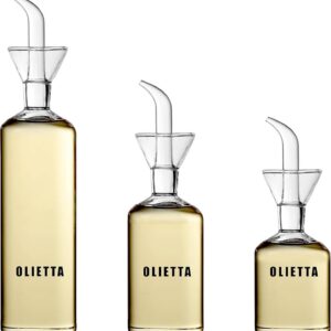 Oliveöl Flaschen Mehrfachpackung Olietta - 3 Flaschen 500ml, 250ml, 125ml - Glasölflasche mit Tropf- und Ausgießfunztion