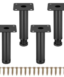 4 Stück verstellbare Metall Sofa Füße Schwarz für Möbel | Verstellbare Metall Schrankfüße 10cm, 4 Stück Schwarz | Flexi