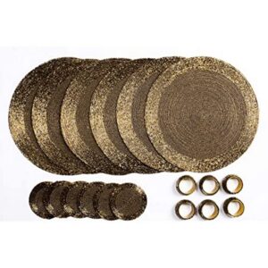 Penguin Home Antik Gold Glas Platzdeckchen - handgefertigt - für Wohnzimmerszene - Set of 18