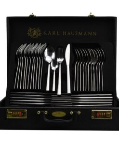 KARL HAUSMANN Besteck Set 12 Personen - Spülmaschinenfest - Rostfrei - Edelstahl - Schwarz Koffer - Cutlery Set 12 Peopl