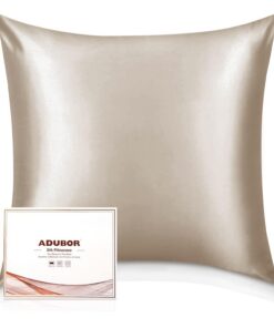 Adubor 100% Seidenkissenbezug für Haar und Haut Beide Seiten Natur Seide, 23 Momme, Fadenzahl 900 (Beige, 1 Stück)