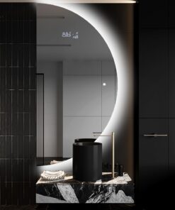 Artforma Badspiegel mit Beleuchtung - Spiegel Halbrund - Modernes Design - Badezimmerspiegel Nach Maß - Led Spiegel Bad