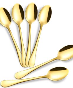 Tiokin Gold und Edelstahl Teelöffel Set 6 Stück, Spülmaschinenfest, ideal für Haushalte und Restaurants