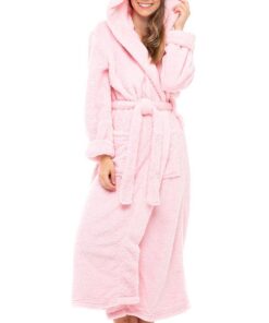 Alexander Del Rossa Flauschiger Damen-Bademantel, Plüschige Kapuzenrobe für Frauen, Plus Size Lange Robe