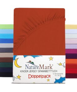 NatureMark Spannbettlaken 70x140 cm – 100% Baumwolle Jersey, 2er-Set für Baby- und Kinderbett