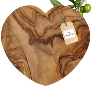 HOFMEISTER® Herzform Brettchen aus Olivenholz für Küchenuse, praktisch und dekorativ, 21 cm