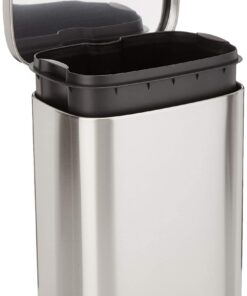 Amazon Basics Müleimer Rechteckig, schmutzabweisend, für Bad, Schlaf- oder Wohnzimmer, 12 l, Satiniertes Nickel, 29 cm L