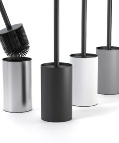 SAVEGA - Hygienische Toilettenbürste Edelstahl Schwarz - Moderner Bürstenaufhänger mit Spritzschutz - Design Klobürste
