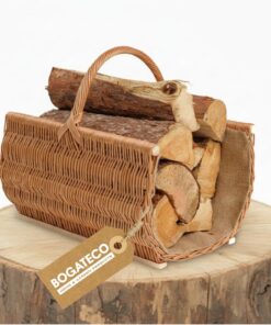 BOGATECO Weidenkorb Kaminkorb 50x35x25 Handgewebt mit Griff & Verstärkung
