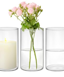 3 Stück Großglasvase für Dekoration, Hochzeitstabacken, Kerzen, Blumen 15cm_zylinder_großglas_vase_hochzeit