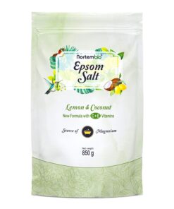 Nortembio Epsom Salz 100% Zitrone & Kokos - Für Entspannungsbäder & Hautpflege | Feuchtigkeitsspendend | 850 g mit Vitam