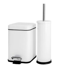 Rink Drink Badezimmer Pedal-Mülleimer Toilettenbürste Set - Weiß 3L