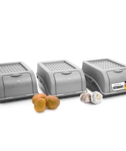 Novaliv Kartoffel Aufbewahrungsbox | Grau | Stapelbar 3X Klein 3,5L | Frischhaltedose Gemüsebox Zwiebelbox Kartoffelkorb