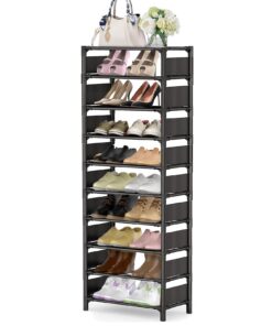 Esonstyle Schuhregal mit 10 Ebenen für bis zu 20-25 Paare | Platzsparendes Hochschuhregal für Schlafzimmer und Flur | Es