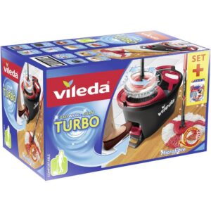 Vileda Turbo Wischmopp Komplett Set für Hausfrauen mit extra 2in1 Moppkopf OEKO-TEX