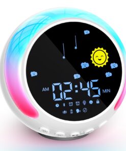 NEUTYPECHIC KinderweckerBluetooth Schlummern Wecker Kinder 11 Nachtlichter Lichtwecker 5 Stufen Lautsprecher Aufnahme