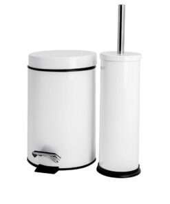 Harbour Housewares 3L Edelstahl Badezimmer-Mülleimer Bürsten-Set - Weiß schmaler Treteimer für Bad & Küche