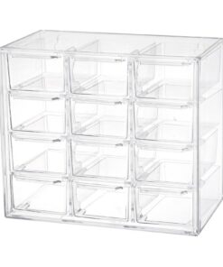 Koomiao Plastik Aufbewahrungsbox 12 Schubladen Desktop Organizer für Kosmetik Schmuck Schreibwaren