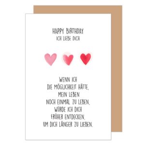 Premium Geburtstagskarte Edition Seidel mit Umschlag aus Kraftpapier für Mann und Frau. Happy Birthday Glückwunschkarte