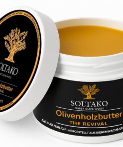 SOLTAKO THE REVIVAL Olivenholzbutter – Naturpflege für Schneidebretter & Küchenutensilien | Bienenwachs & Leinöl