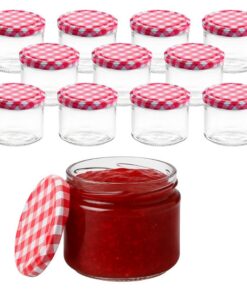 12er Set Marmeladengläser 330 ml mit Deckel & Etiketten – Ideal zum Einmachen