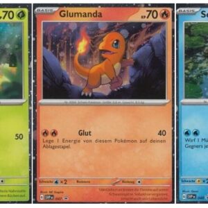 PokeMon Sammelkarten 3er Starter-Set Bisasam SVP046 Glumanda SVP047 Schiggy SVP048