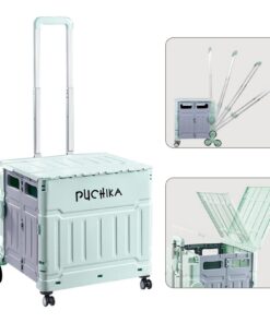 PUCHIKA Einkaufstrolley klappbar mit Deckel 48L Grün