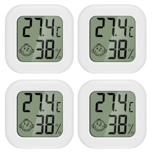 PAIRIER 4 Stück luftfeuchtigkeitsmesser Thermometer Innen Mini LCD Digital Hygrometer Gauge für Seniorenzimmer Babyzimme