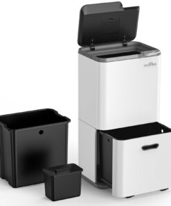 MVm 63 Liter Küchentreteimer mit Mülltrennsystem und Luftdichten MetallDeckel für Professionelle