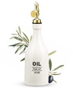 NiHome 350ml Keramik Ölflasche, tropffreies Ausgießen, UV-geschützt zur Aromabewahrung für die Küche