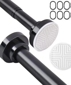 Gardinenstange ohne Bohren – Schwarze Edelstahl-Teleskopstange verstellbar 70–130 cm