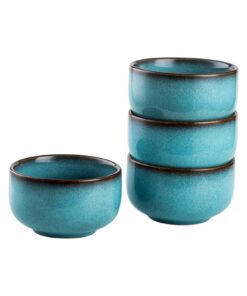 Henten Home Porzellan Dessertschalen 4er Set Blau Ø11,5cm 450ml – Mikrowellenfest & Spülmaschinenfest für 4 Personen