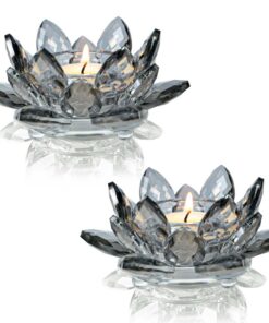 Lotus Schwarzer Kristall-Kerzenständer für Esstischdekorationsanhaltungen, Ideal für Hochzeiten und Valentinstage, 2-tei